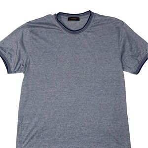 Garnet Mens Heather Blue Textured Short Sleeve Crew Neck T-Shirt Micro Rib Trim